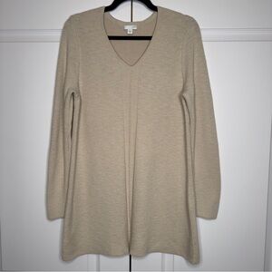 J. J. Jill Beige Cotton Blend V-Neck Sweater Dress Women’s Medium